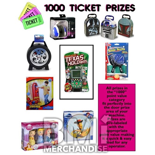 1000 TICKET TO PRIZE KIT - BOY & GIRL PRIZES - 6 PC